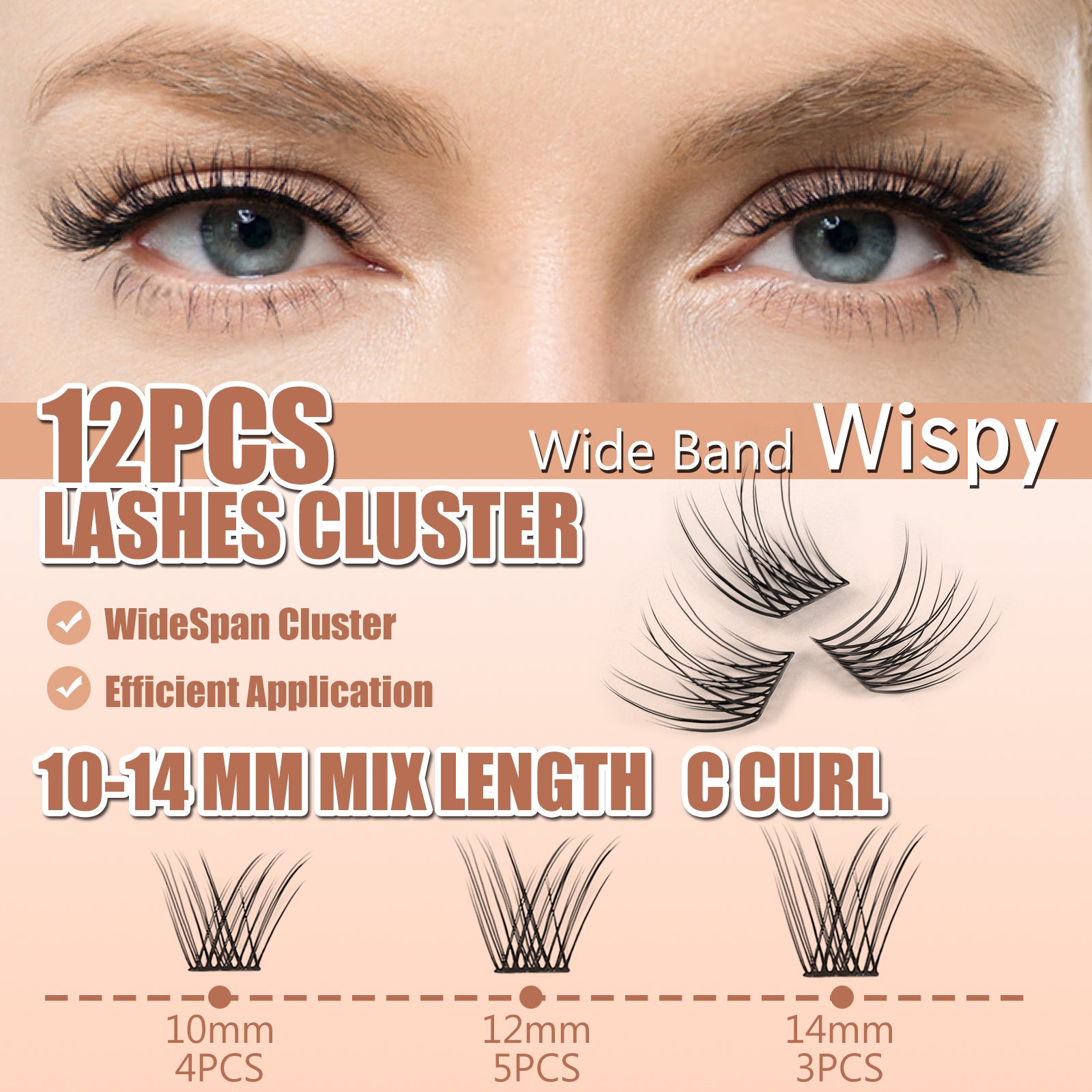 NATURAL WHISPER Mini Lash Clusters | 12-PCS Travel Ready