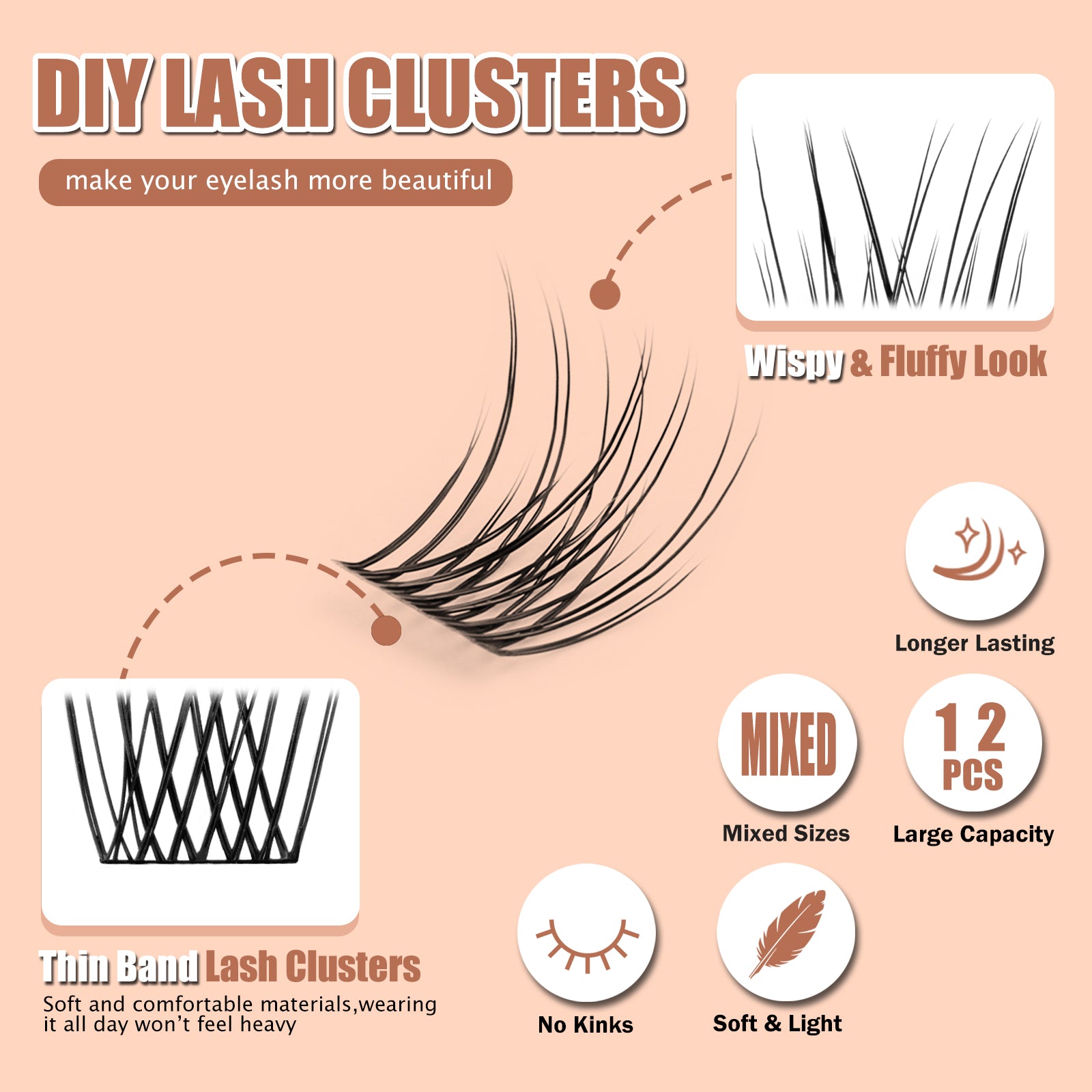 NATURAL WHISPER Mini Lash Clusters | 12-PCS Travel Ready