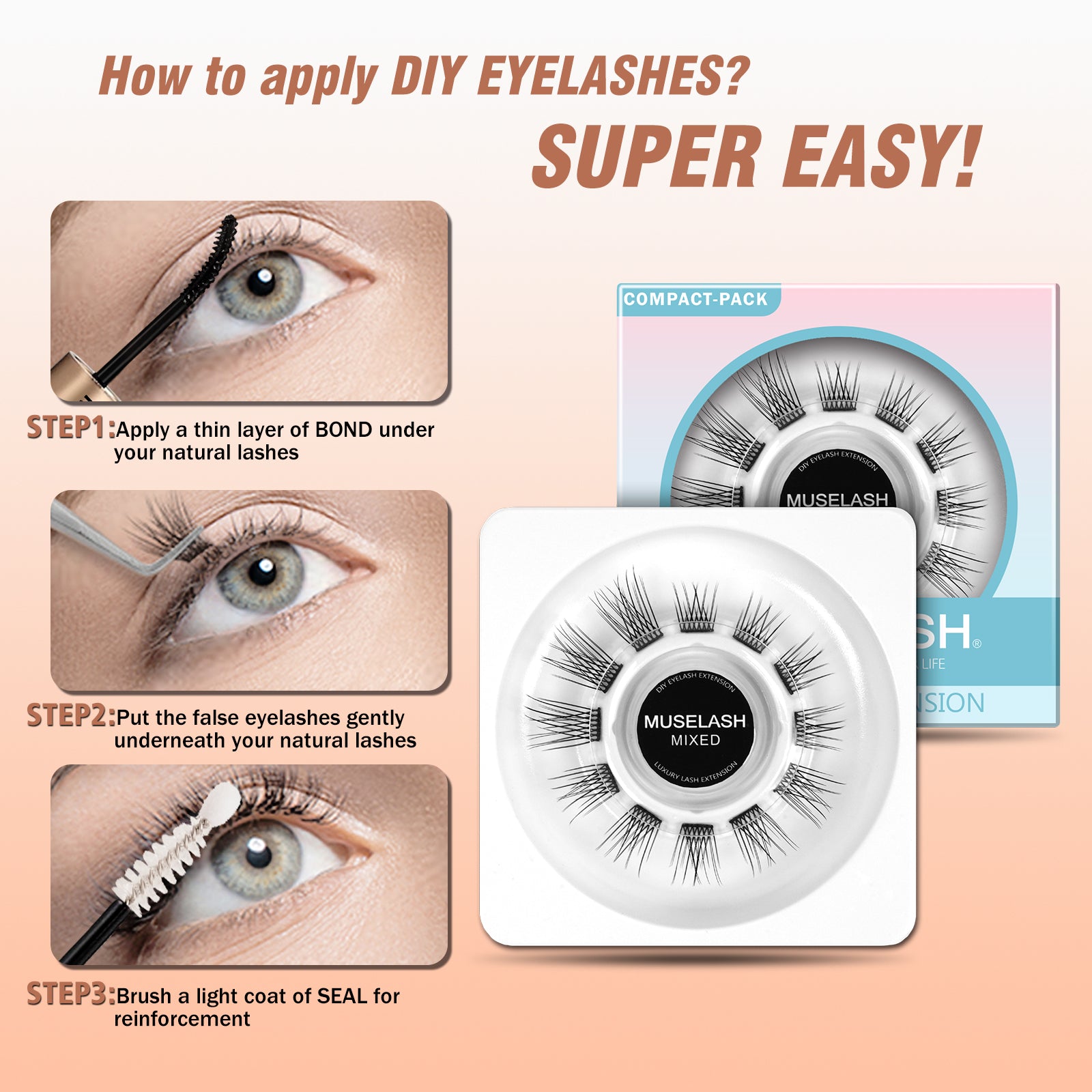 NATURAL WHISPER Mini Lash Clusters | 12-PCS Travel Ready
