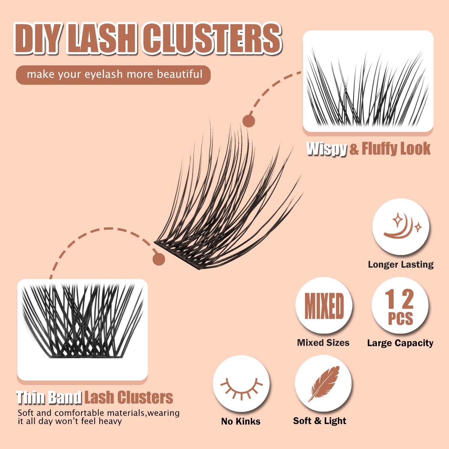 DIAMOND FIRE Mini Lash Clusters | 12-PCS Travel Ready